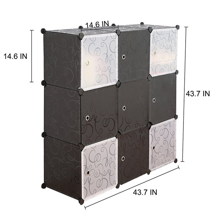 C&AHOME -DIY Bookcase Media Storage Standing Shelf Storage Cabinet Cube of 9 (White Cross Door) N16
