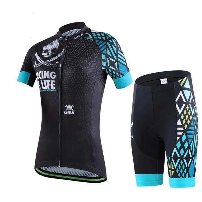 Ophelia Women Short Sleeve Cycling Jersey Pant Set+arm Sleeves(Skull,S) N71