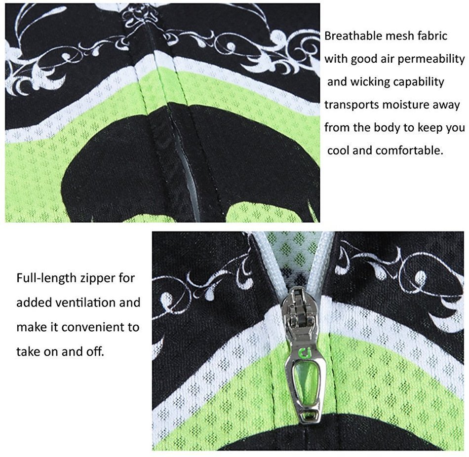 Ophelia Women Short Sleeve Cycling Jersey Pant Set+arm Sleeves(Skull,S) N86