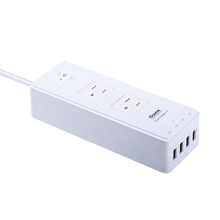 iDsonix 2 Power Socket Outlets with 5V 2.4A 4-Port Smart USB Charging Ports 5ft Cord Built-in Surge Protector... N3