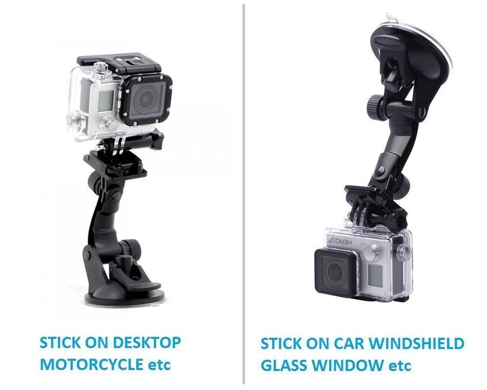 VVHOOY Suction Cup Mount + Tripod Mount for Gopro Hero/Xiaomi/Xiaoyi/SJCAM /GEEKPRO Camera Accessories etc (Style 2)