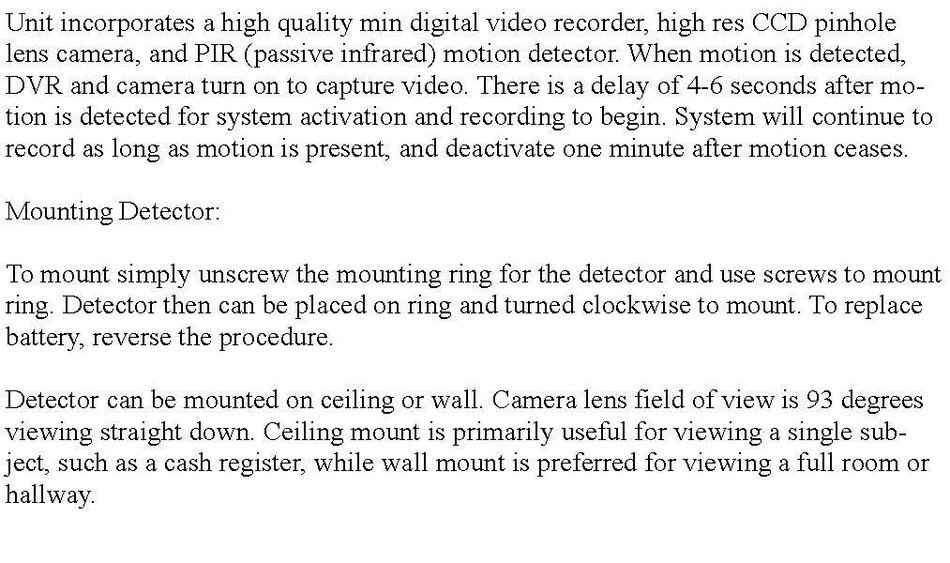 First Alert Imitation CO2 Detector Camera/DVR with True NightVision and 6 Month Battery Power-DOWN VIEW