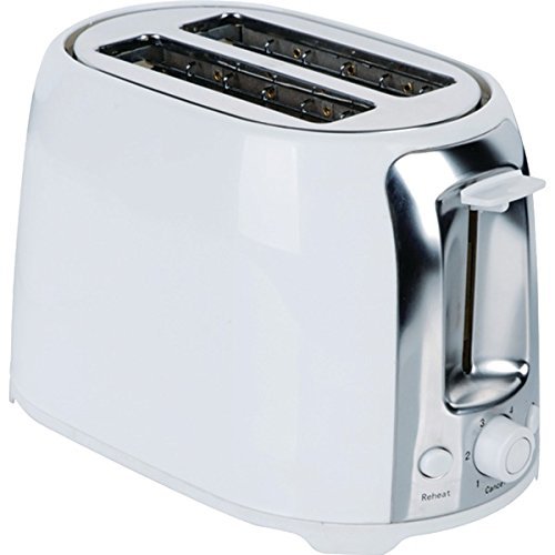 New BRENTWOOD TS-292W 2-Slice Cool Touch Toaster (White & Stainless Steel)