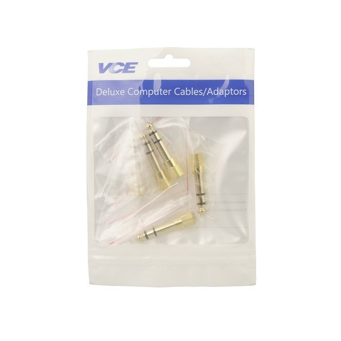 VCE (5-PACK) Gold Plated 6.35mm (1/4 inch) Male to 3.5mm(1/8 inch) Female Stereo Jack Adapter N3