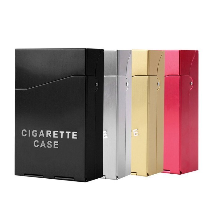 Bleiou 2PCS Aluminum 20 Pieces Cigar Cigarette Tobacco Holder Storage Case Pocket Box Auto High-grade Men's Cigarette... N4