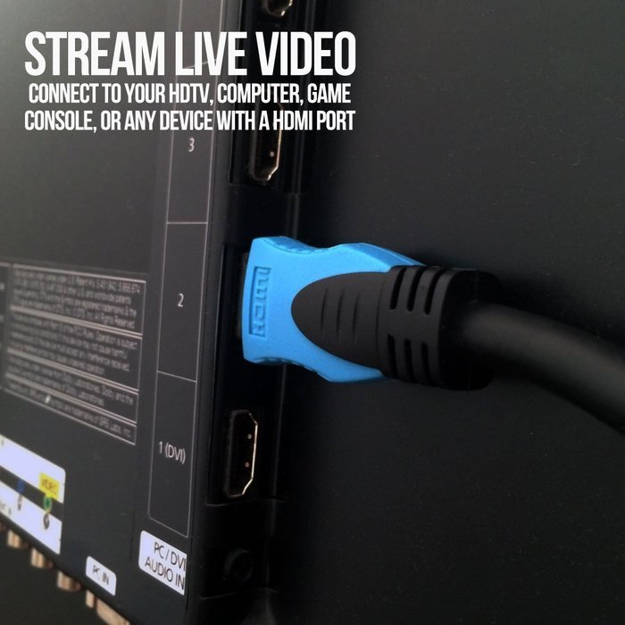 Buhbo High Speed HDMI 2.0 Cable (6 Feet) for 4K Ultra HD, 3D Video, Ethernet / Audio Return - Gold Plated Connectors N6