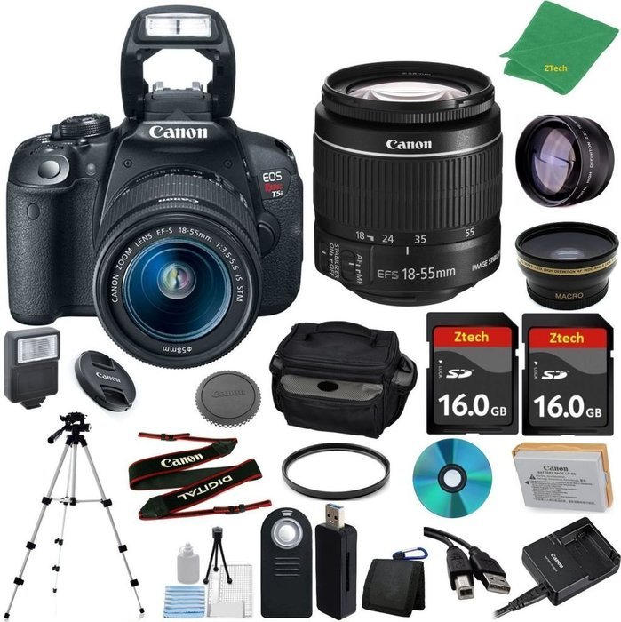 Canon Rebel T5i Camera International Version with 18-55mm IS STM + 2pcs 16GB Memory Card + Case + Card Reader...