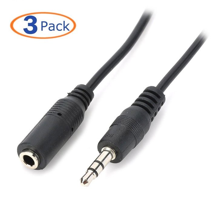 Conwork 3-Pack 3.5mm Male to Female Extension Slim Thin Auxiliary Audio Stereo Extension Cable Cord for Headphones...
