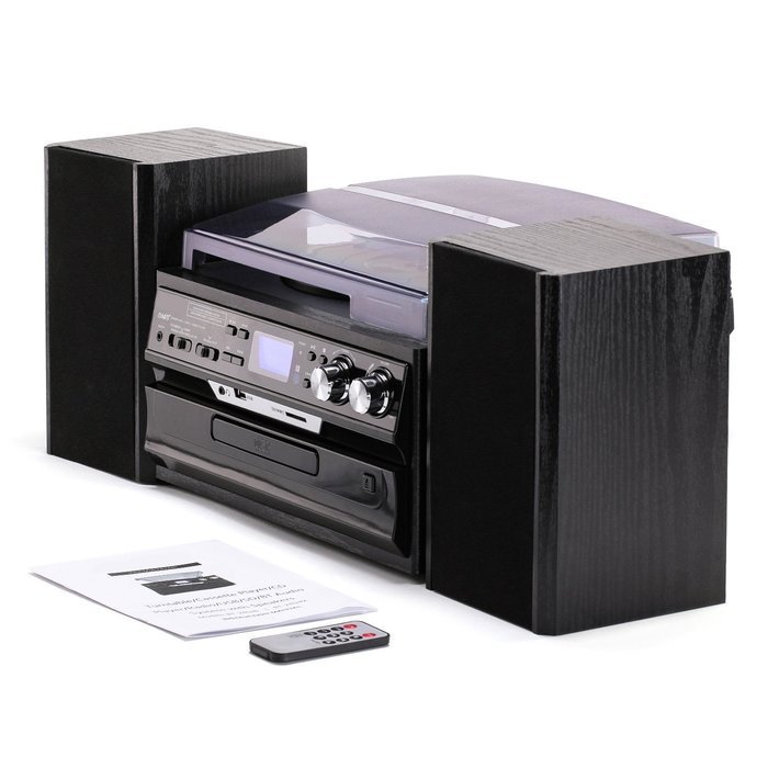 Bluetooth Record Player with Detachable Speakers &ndash; Relive Your Sweet Memories &ndash; 8 in 1 Player (Record Player,... N6