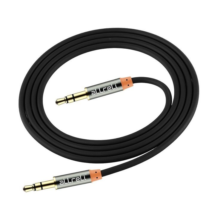 aLLreLi&reg; 3.3ft 3.5mm Male to Male Stereo Audio AUX Cable Black for Headphones, iPods, iPhones, iPads, Smartphones... N9