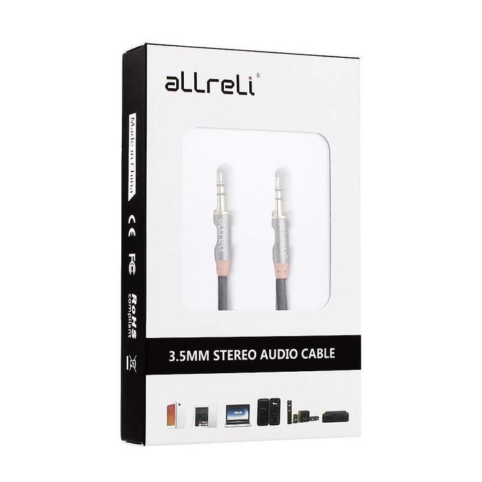 aLLreLi&reg; 3.3ft 3.5mm Male to Male Stereo Audio AUX Cable Black for Headphones, iPods, iPhones, iPads, Smartphones... N11
