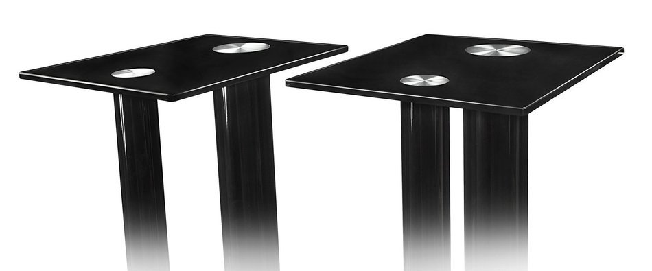Mount-It! 2 Satellite Speaker Stands for Surround Sound Home Theaters, Glass and Aluminum, Black (MI-28) N6