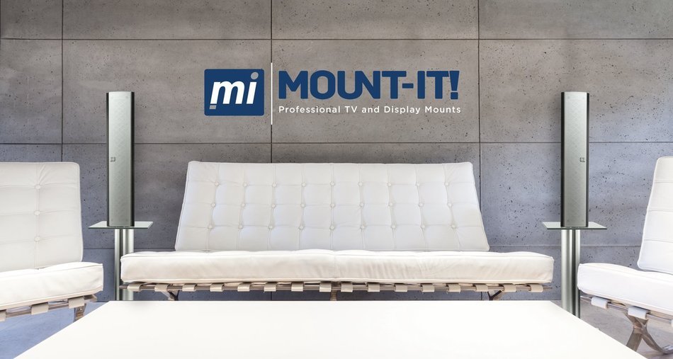 Mount-It! 2 Satellite Speaker Stands for Surround Sound Home Theaters, Glass and Aluminum, Black (MI-28) N7