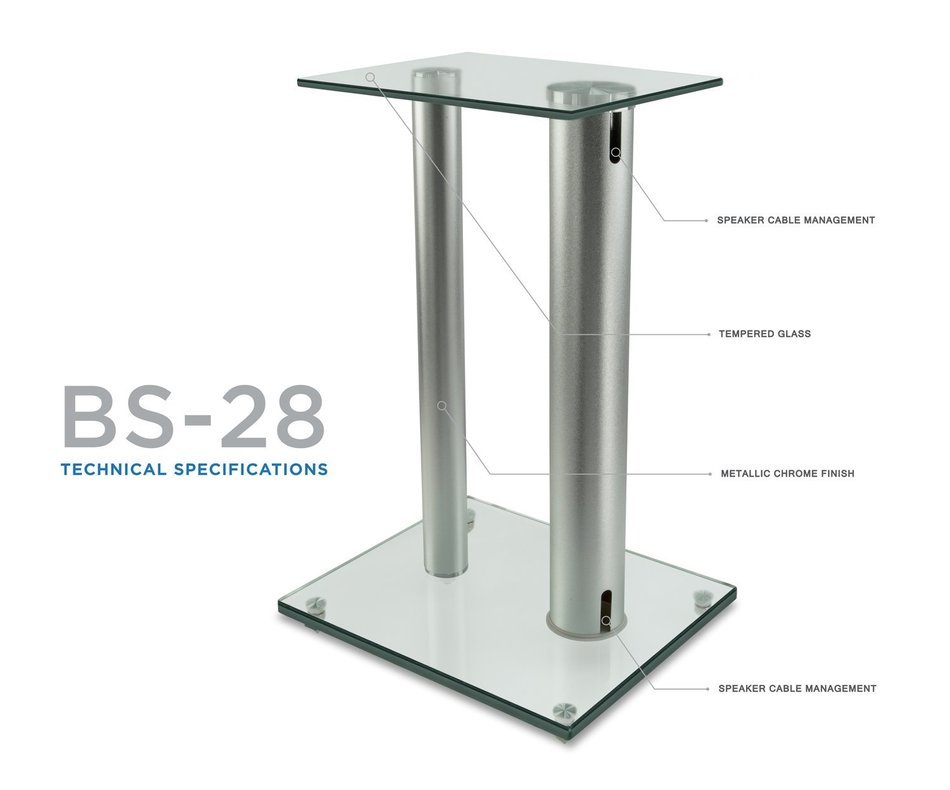 Mount-It! 2 Satellite Speaker Stands for Surround Sound Home Theaters, Glass and Aluminum, Black (MI-28) N8