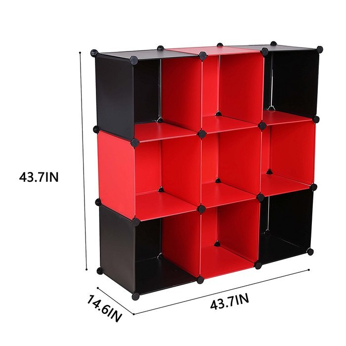 C&AHOME -DIY Bookcase Media Storage Standing Shelf Storage Cabinet Cube of 9 (White Cross Door) N21