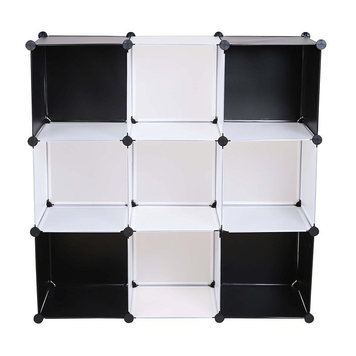 C&AHOME -DIY Bookcase Media Storage Standing Shelf Storage Cabinet Cube of 9 (White Cross Door) N23