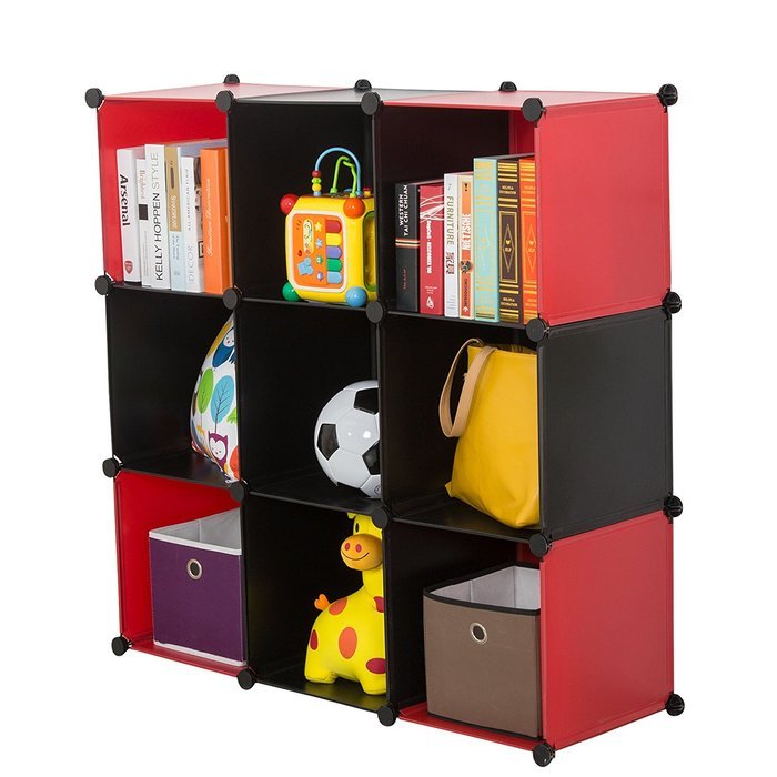 C&AHOME -DIY Bookcase Media Storage Standing Shelf Storage Cabinet Cube of 9 (White Cross Door) N24
