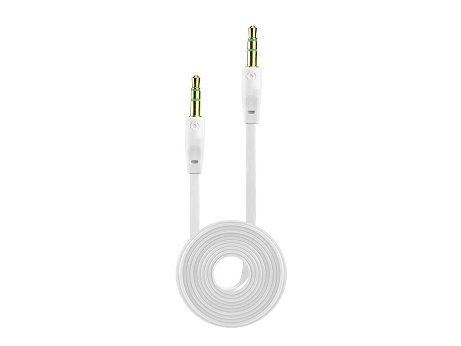 3.4 FT Audio Cable for Apple and Android Smartphones/Tablets/MP3 Players &ndash; Tangle Free Flat Wire - 3.5mm Gold... N12