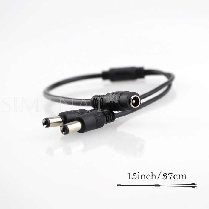 SIM&NAT 1 Female to 2 Male 5.5mm x 2.1mm DC Power Supply Splitter Cord, Y Splitter Adapter Wire, Y-cable for Security... N6