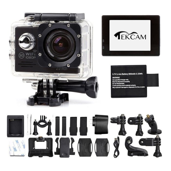 TEKCAM TK7000 WIFI 2.0inch 14MP FHD Sports Action Camera waterproof + an Extra Battery and Charger N4