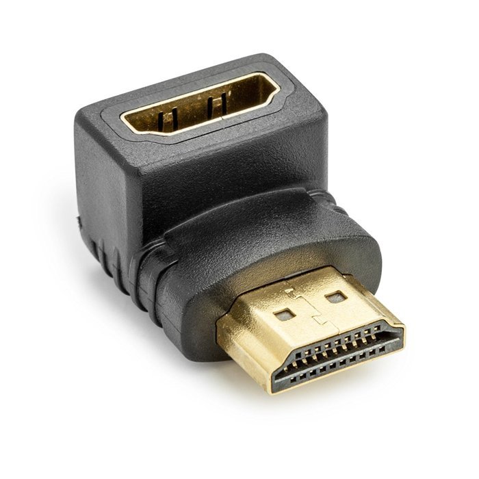 Aurum Cables Right Angle L Shape HDMI Male to HDMI Female Adapters - Black - Pack of 5 + 3 Cable Ties N32