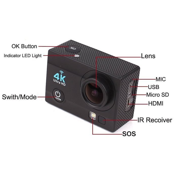4K Ultra HD Wifi Sports Cam,2.0" 1080P 16MP Screen 170 Super Wide Angle Lens with 2.4G Wireless RF Remote Control... N5