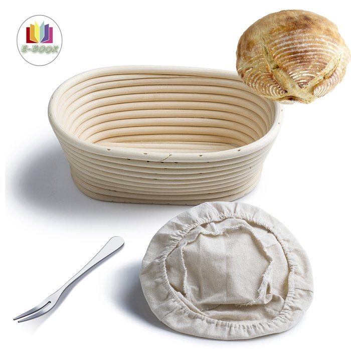 Banneton Proofing Basket 8" Oval Banneton Brotform for Bread and Dough [FREE BRUSH] Proofing Rising Rattan Bowl... N3