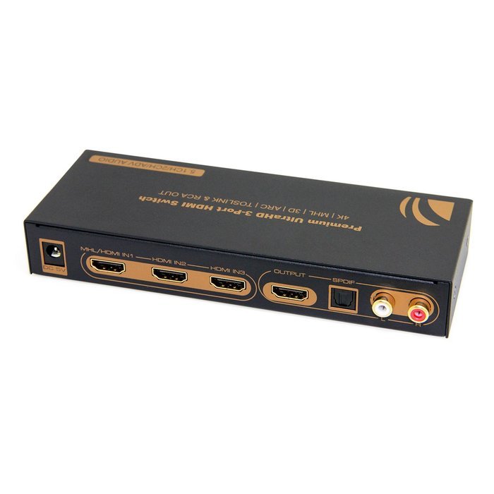3x1 HDMI Switch with Optical SPDIF & RCA L/R Audio Out, 3 Port HDMI Audio Extractor Splitter with Remote, Supports... N4