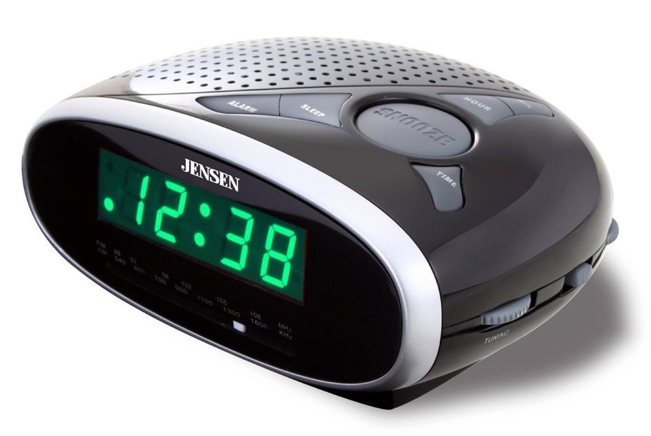 Jensen JCR175 AM/FM Alarm Clock Radio with 0.6-Inch Green LED Display