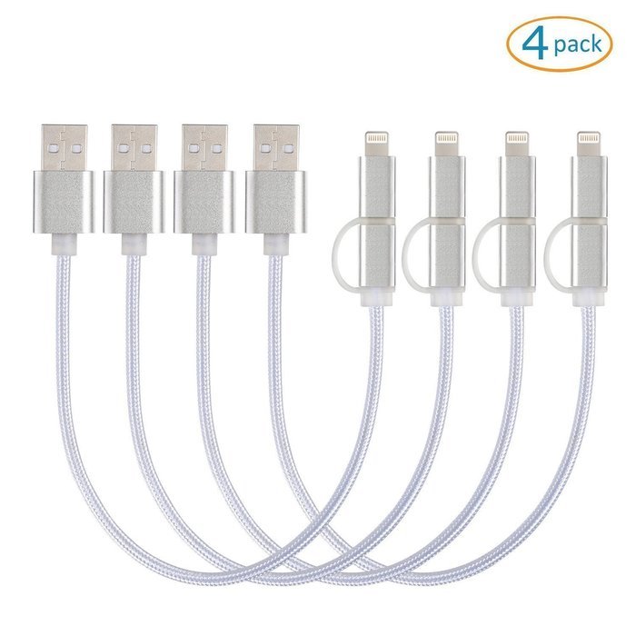 [4 Pack, 2-in-1] EReach 1 FT Lightning and Micro USB Nylon Braided High Speed Charge and Sync Cable Cord for iPhone... N3