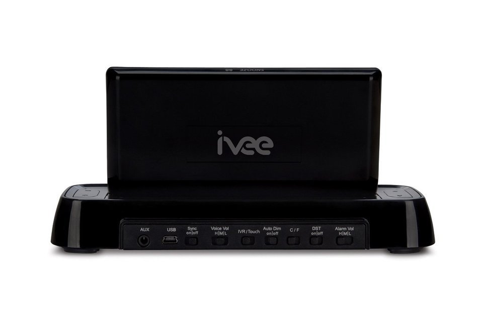 Ivee Interactive Talking iv2b Flex Digital Voice-Activated Alarm Clock with FM Radio (Black) N4