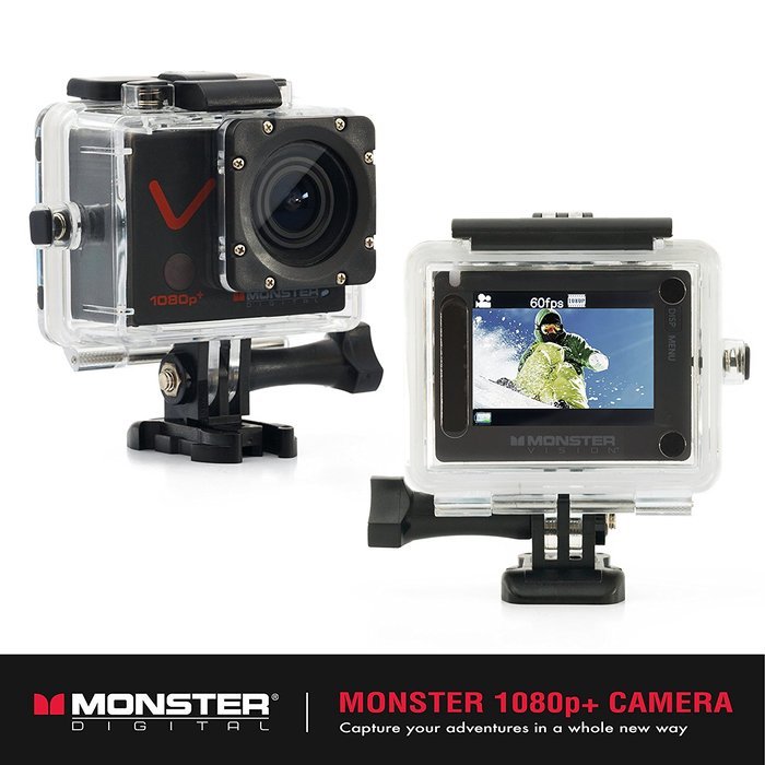 Monster Vision 360 Camera 1080p 60 fps Action Camera, 16GB MicroSD included, Ultra Wide Angle, WiFi Enabled [CAMVI... N25