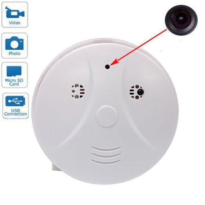 4 Function Video/Pic/Voice/Motion Detect HD Hidden Camera Smoke Fire Detector Shape Secret Spy Tool Evident Record...