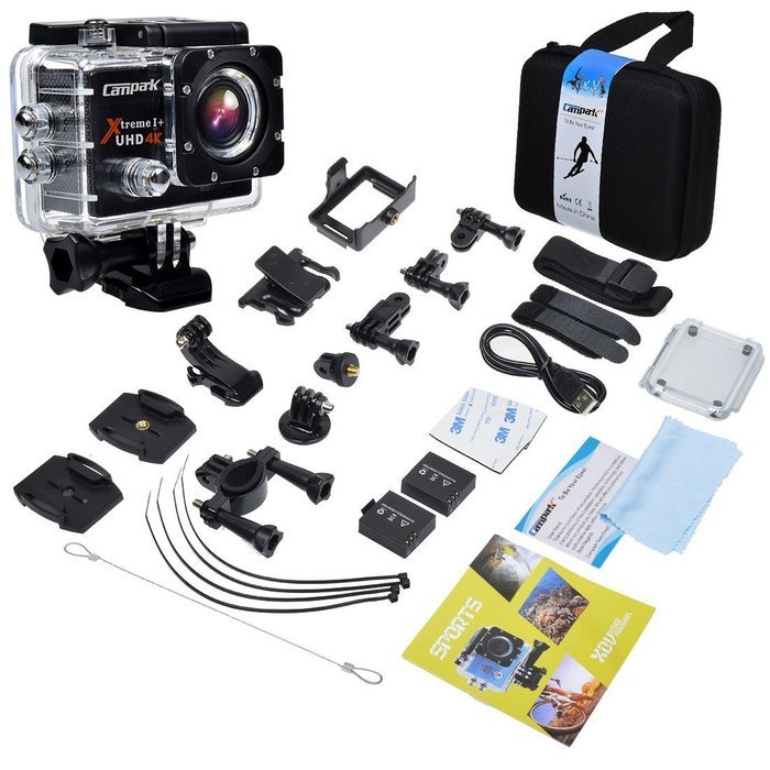 Campark&reg; 4K 30fps WiFi Ultra HD Waterproof Sports Action Camera,SONY Sensor,Time Lapse,Slow Motion, TWO Batteries... N3