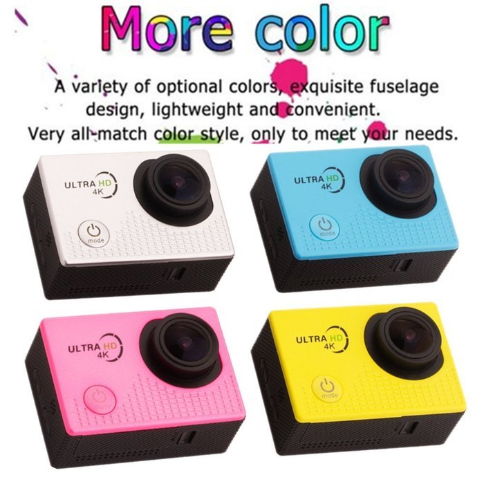 Action Camera 4K HD 1080P Waterproof Sport DV with 3 Color Panel (Silver) N4