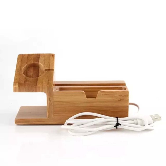 TuoP@Bamboo Wooden Stand Display Creative 3 USB Charger Charging Stand Bracket Docking Station For iPhone 7 7... N6