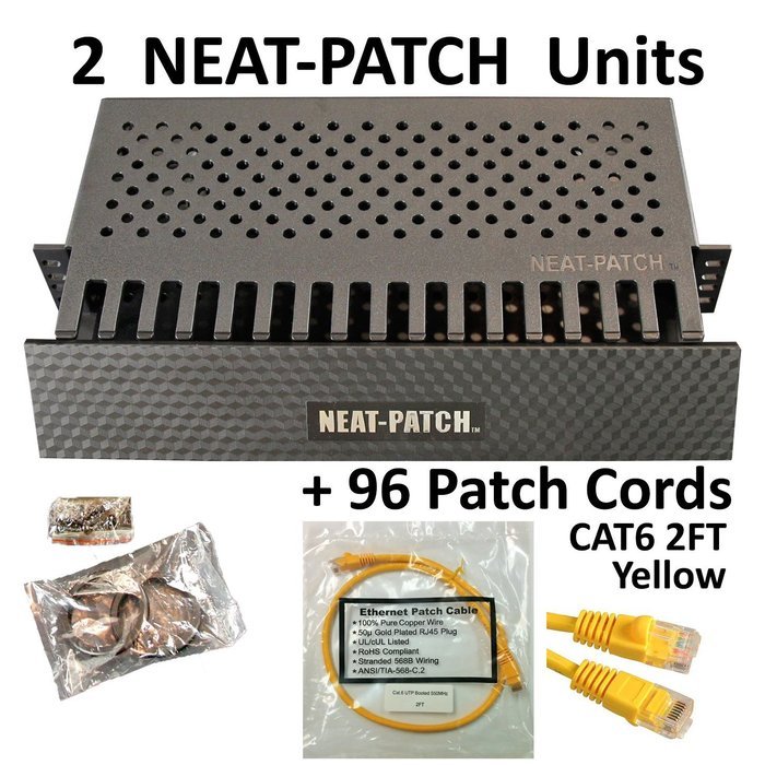 Neat Patch Cable Manager (10 Units) w/ 240 CAT6 Patch Cables (2FT Green) N43