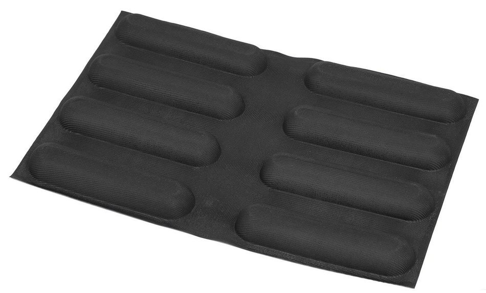 Dltsli Silicone Non Stick Perforated Baking Liners Mat Bread Mold Subway Bread Mould (Black,4 Molds) N20