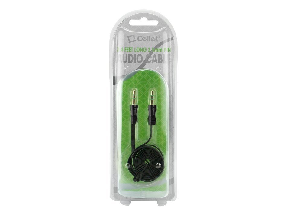 3.4 FT Audio Cable for Apple and Android Smartphones/Tablets/MP3 Players &ndash; Tangle Free Flat Wire - 3.5mm Gold... N14