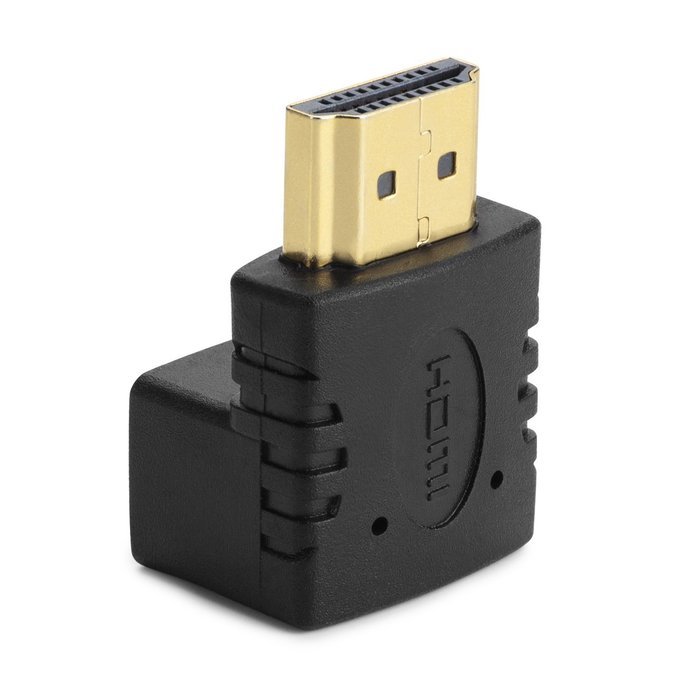 Aurum Cables Right Angle L Shape HDMI Male to HDMI Female Adapters - Black - Pack of 5 + 3 Cable Ties N34