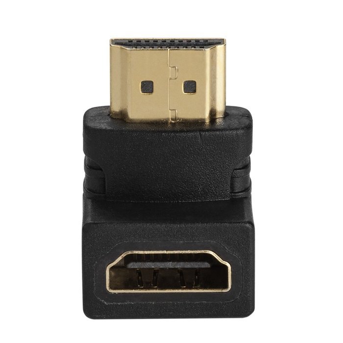 Aurum Cables Right Angle L Shape HDMI Male to HDMI Female Adapters - Black - Pack of 5 + 3 Cable Ties N40