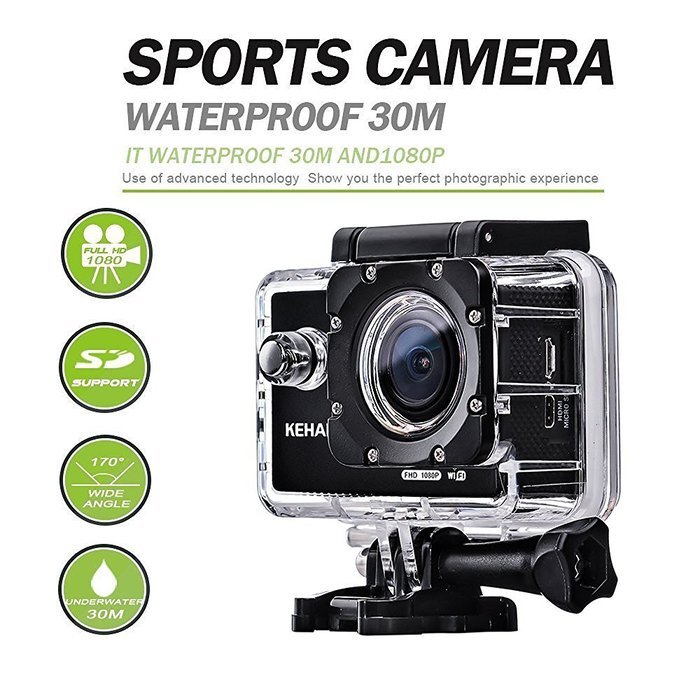 KEHAN C70 Full HD 1080P 60fps 2.0" Mini Wi-Fi Sports Action Camera 170 Degree Wide Lens with Time-Lapse/Loop Recording... N5