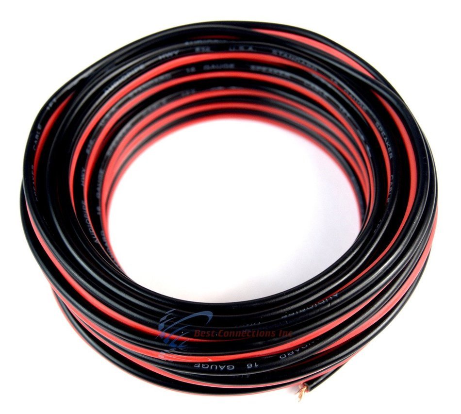 25' Ft. 16 GA Gauge Red Black Stranded 2 Conductor Speaker Wire Car Home Audio N2