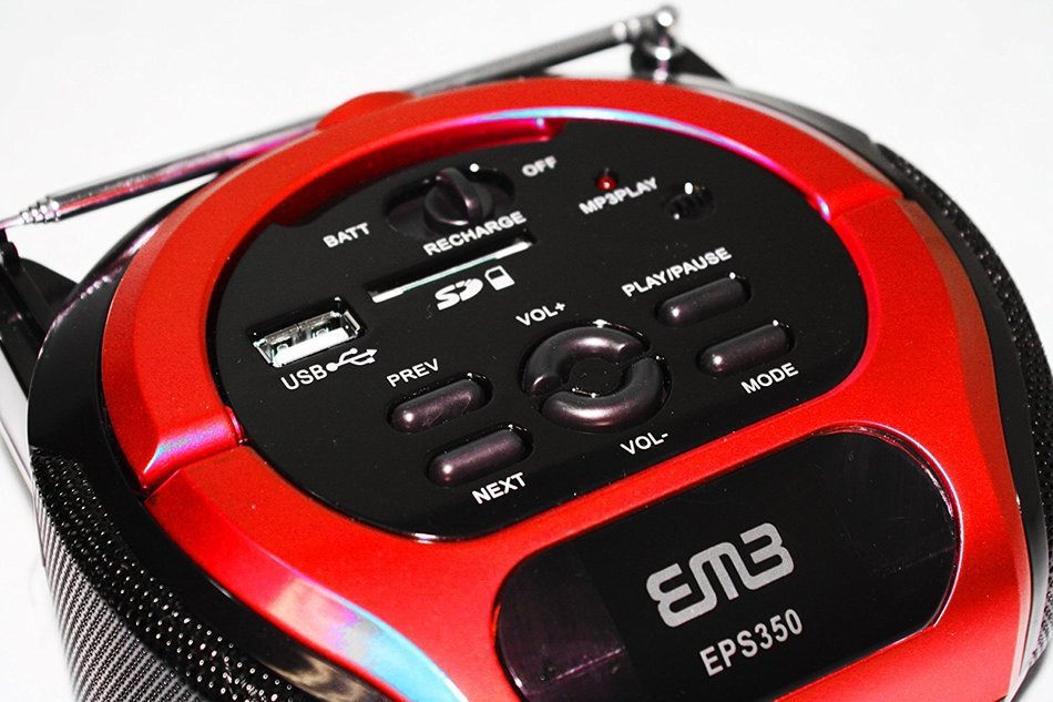 EMB Eps350 Sd/Mp3/Usb/Pc Portable Boombox Red N3