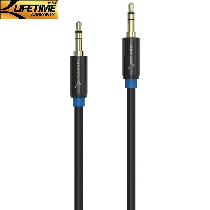 Sabrent 3.5mm Gold Plated Premium Auxiliary Male To Male AUX Cable [Step Down Design] 3 Feet (CB-AUX1) N7