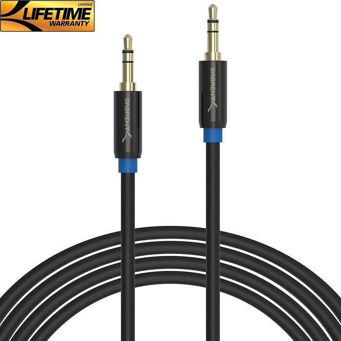 Sabrent 3.5mm Gold Plated Premium Auxiliary Male To Male AUX Cable [Step Down Design] 3 Feet (CB-AUX1) N8