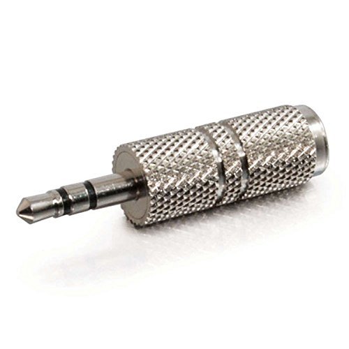 C2G / Cables To Go 40634 3.5mm Stereo Male to 3.5mm Mono Female Adapter (Metallic Silver) N5