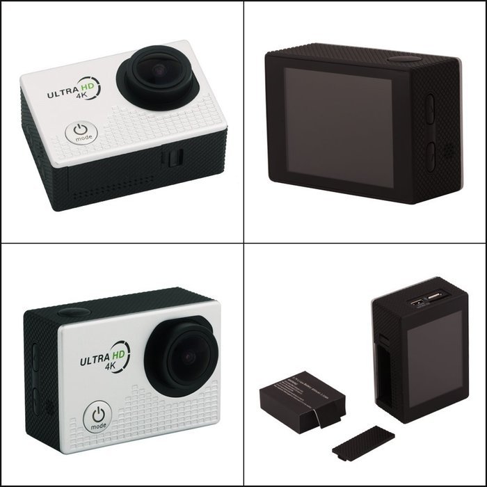 Action Camera 4K HD 1080P Waterproof Sport DV with 3 Color Panel (Silver) N5