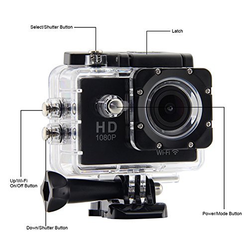 LightingFox WiFi Waterproof Sports Camera 1080P Full HD 12MP Wireless Diving Mini DV Cam Camcorder Action Camera... N2