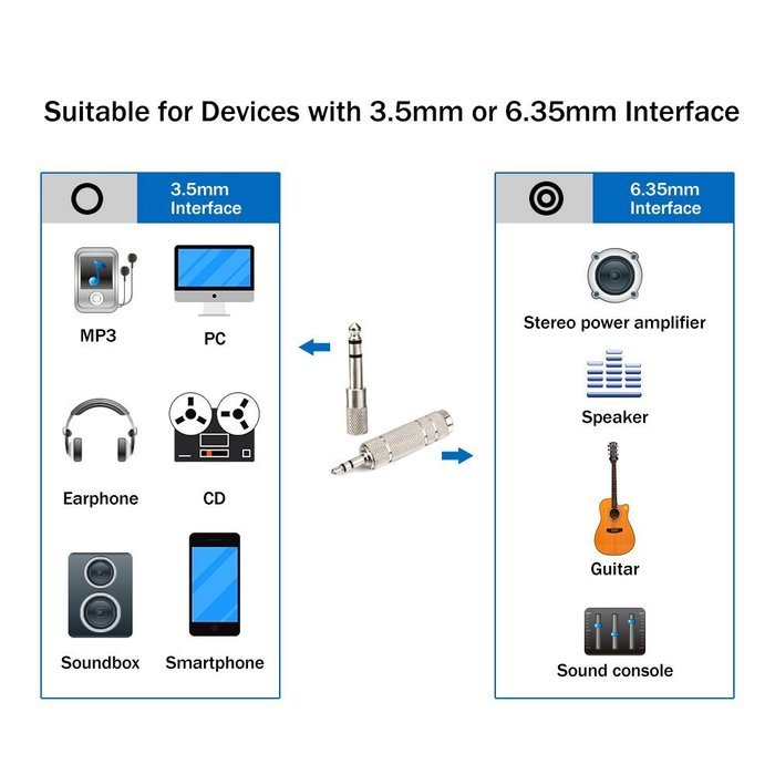 eBoot Headphone Adapter 6.35 mm (1/ 4 Inch) Male to 3.5 mm Female Stereo Adapter Plus 3.5 mm Stereo Male to 6.35... N7